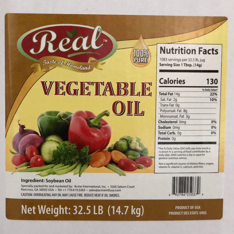 REAL VEGETABLE OIL 32.5 LBS